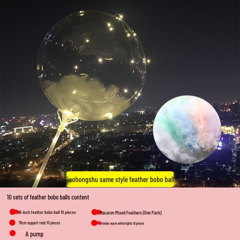 Transparent Floating Bobo Balloon Feather Decoration for Birthdays, Engagements, Banquets, and Weddings