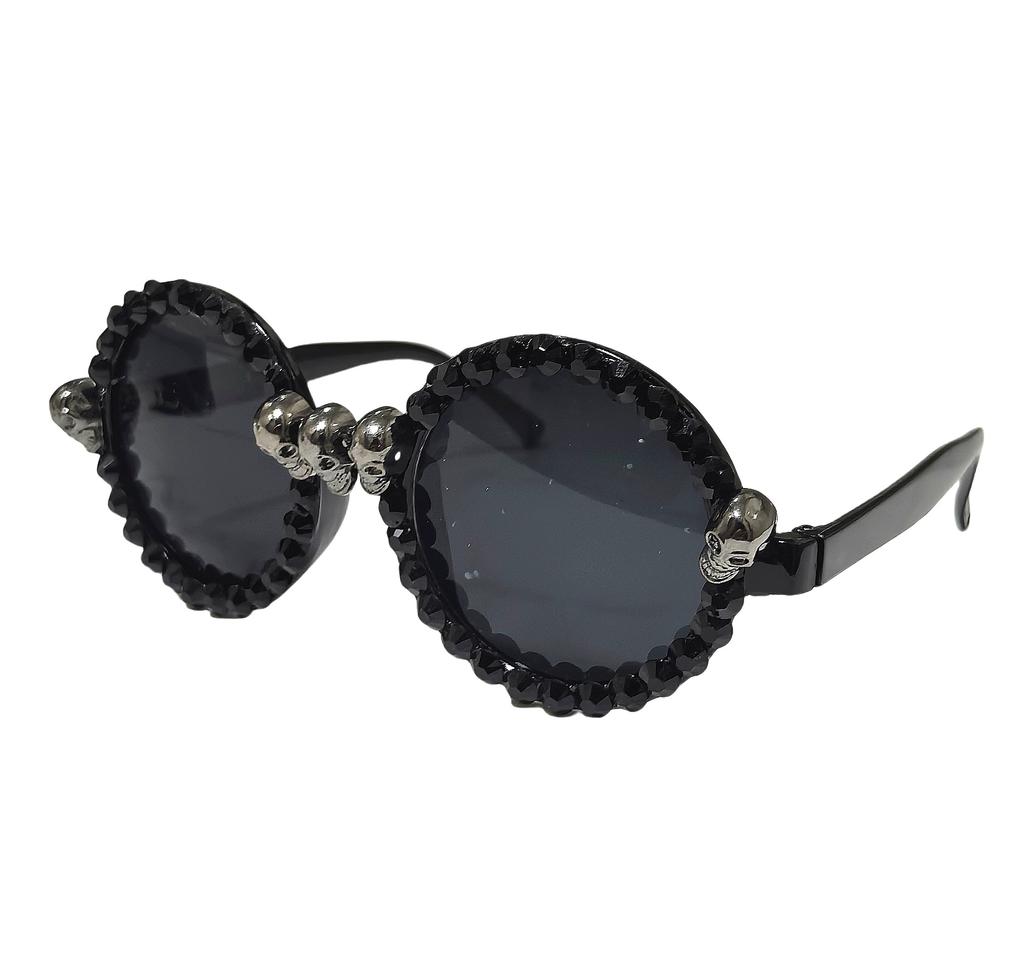 Neue Diamantbesetzte Totenkopf-Sonnenbrille Tanzparty Urlaubs-Dekorationsbrille Modische Katzenaugen-Sonnenbrille für Erwachsene