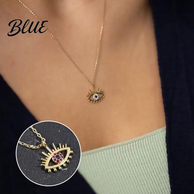 Statement Pendant Necklace Devil Eye for Women Rhinestone Evil Hypoallergenic