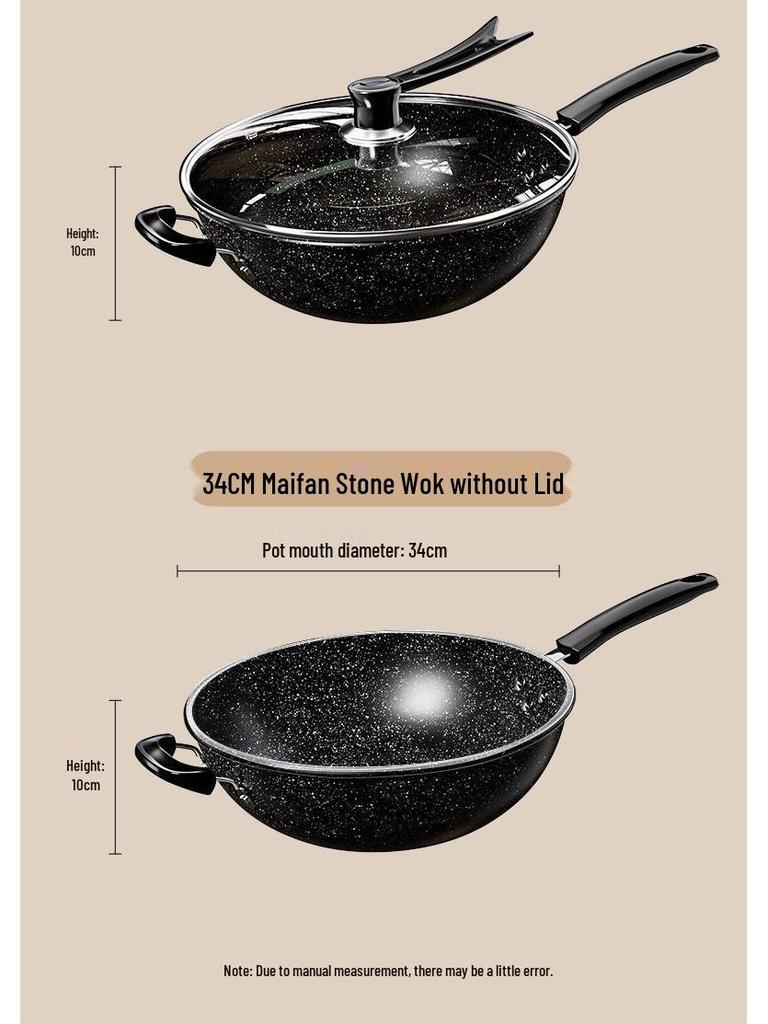 Maifan Stone Non-stick Lightweight Cast Iron Wok for Gas Stoves - Universal Household Cookware Gift