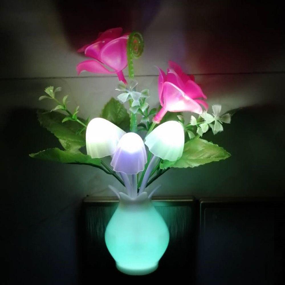 Rose Handmade Pomegranate Bottle Floral Lamp LED Mushroom Night Lights Colorful Little Night Light