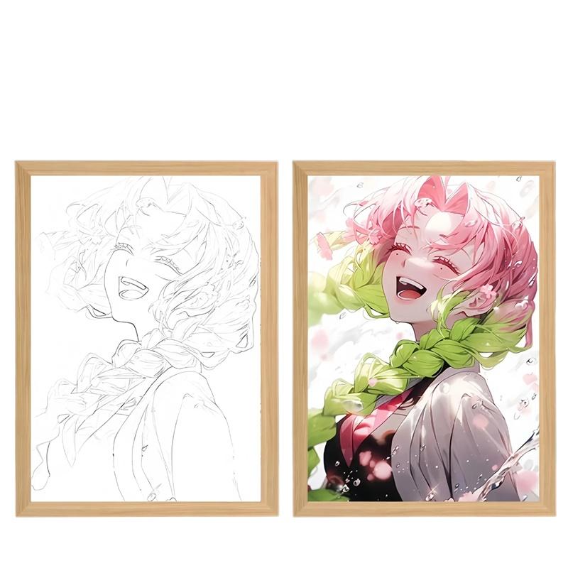 23cm/9.06in Demon Slayer Light Painting Cartoon LED Anime Peripherals Acrylic Lamp Room Decoration Birthday Gift Desktop Display