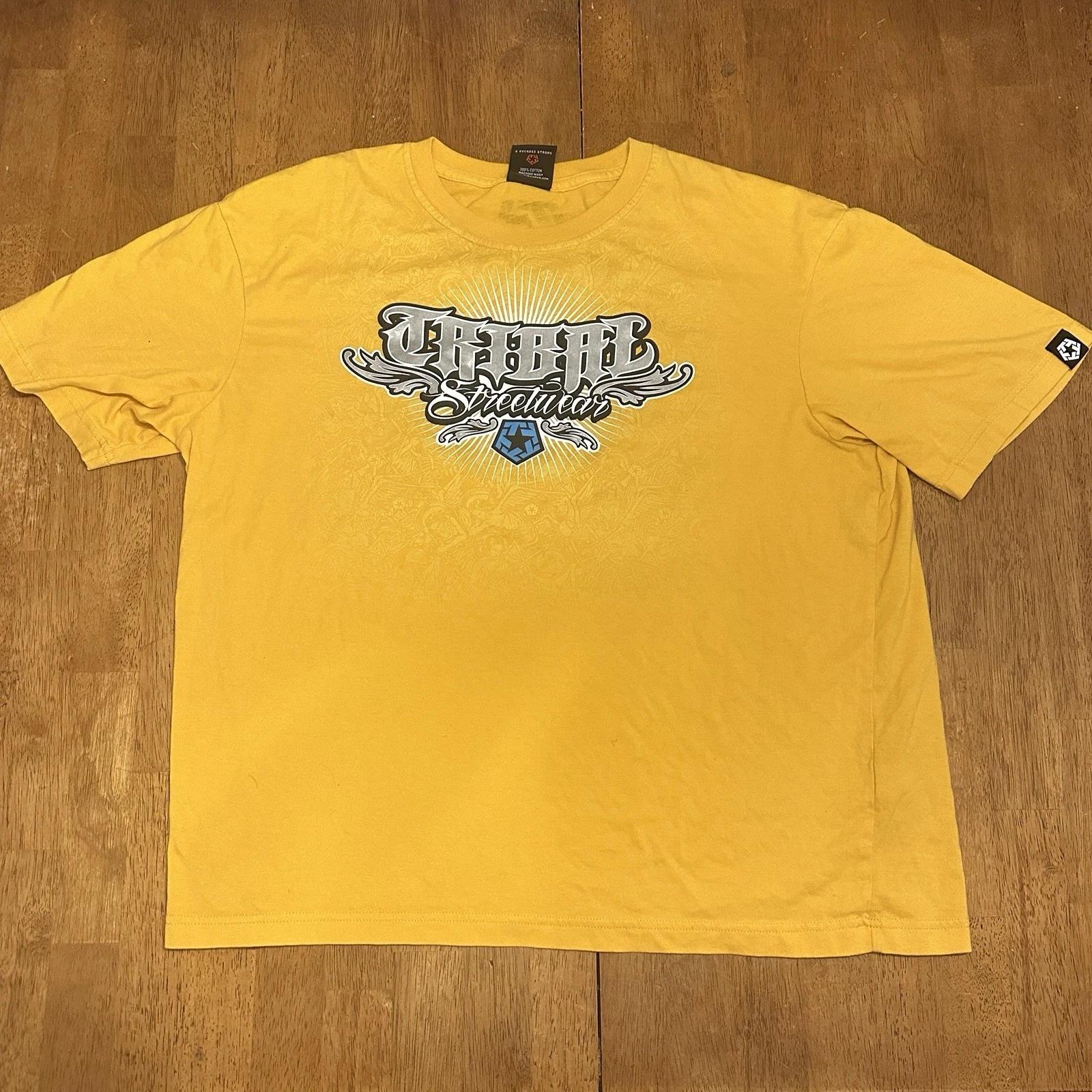 Винтажная футболка с графическим принтом в стиле Y2K, tribal, streetwear, размер XL, желтая L