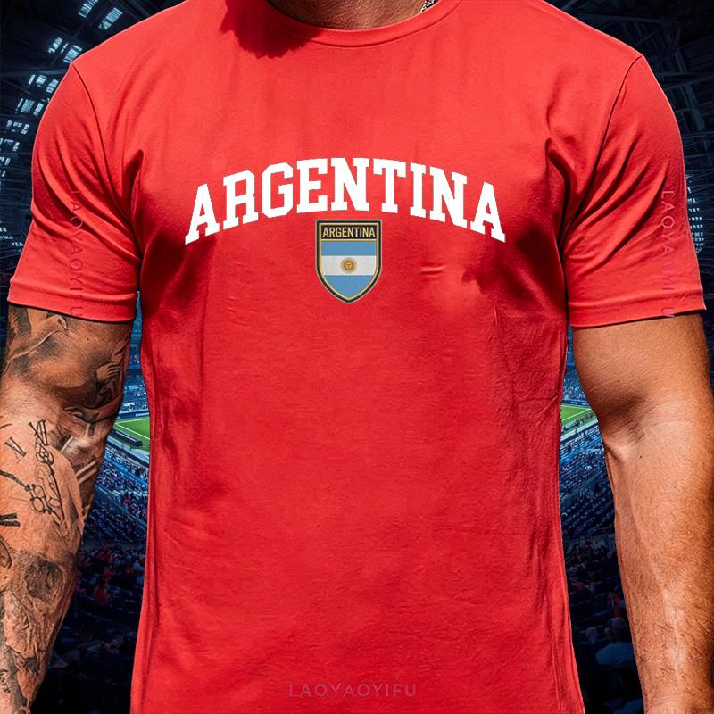 Maglietta Unisex Campione Argentina Sostenitore Grafica Stemma Nazionale Retrò Cotone Unisex Unisex Streetwear Maglietta Sportiva