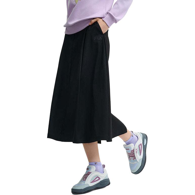 Fila Heritage Series Fashion Simple Loose Solid Color Casual Long Skirt Women Skirts Black F11W448302F-BK