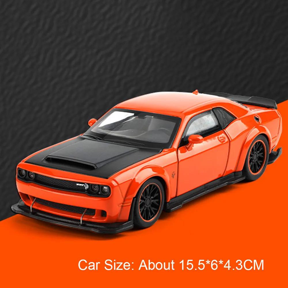 Scale 1:32 Challenger SRT Hellcat Model Car Toy Pull Back Sound Light Alloy Diecast Police Cars Models Kids Collection Gifts