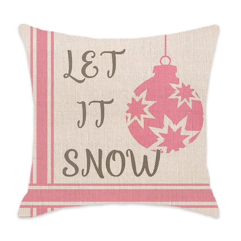New Pink Christmas Pillow Cover Home Bedroom Sofa Lumbar Cushion Santa Claus Letter Pillow Cover
