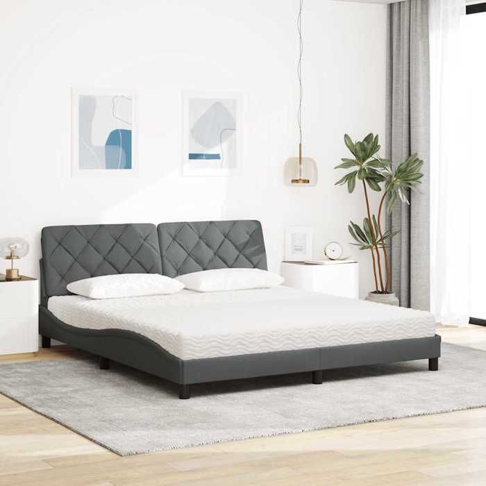 VidaXL Lit avec matelas gris foncé 180x200 cm tissu 3310756