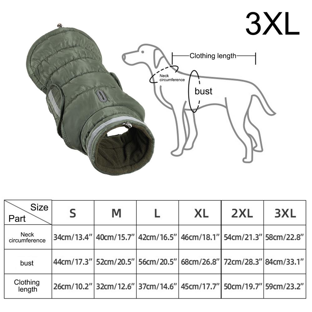 Winter Pet Warm Cotton Jacket Outdoor Thickened Waterproof Fleece Lined Dog Jacket Windproof Comfortable Reflective Dog Clothing S