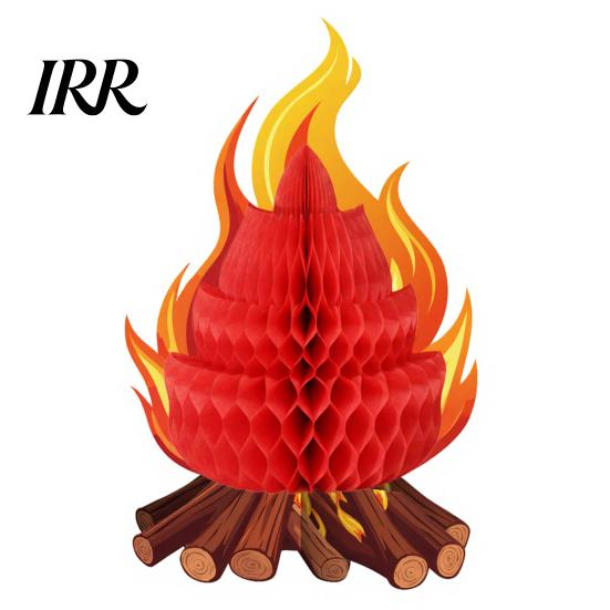 Folding Honeycomb Campfire Fake Decoration 3D Paper Centerpiece Artificial Outdoor Camping Party Decor Flame Ornament for Camp Bachelorette