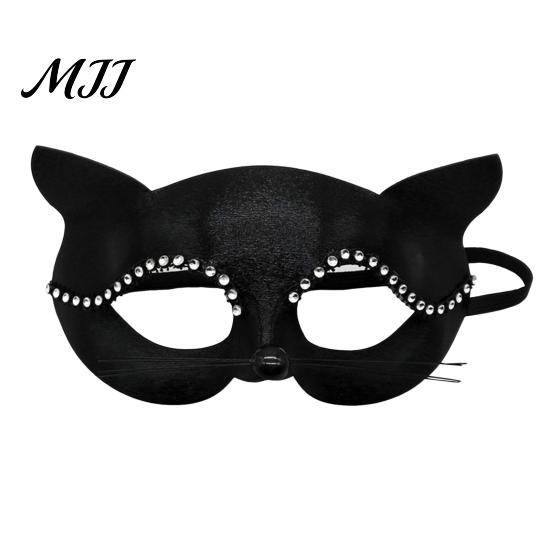 Festive Cat Costume Accessory Halloween Masque Half Face Lace Masquerade Funny Fox Animal Cosplay for Carnival Ball Party Accessories