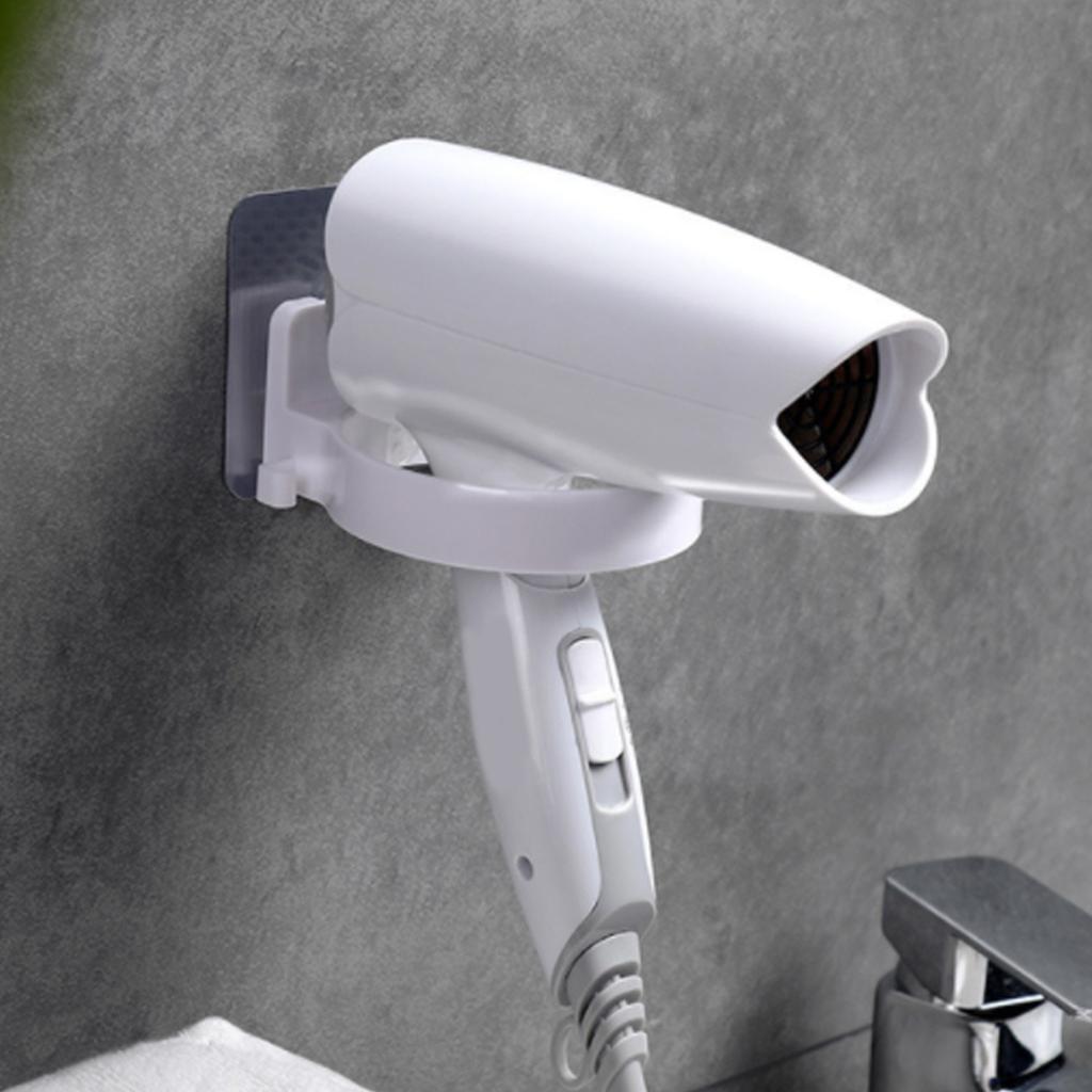 Hair Dryer Holder ABS Bathroom Shelf Durable Solid Color Storage Wall-mounted Rack Organizer Hairdryer Bathroom Accessories