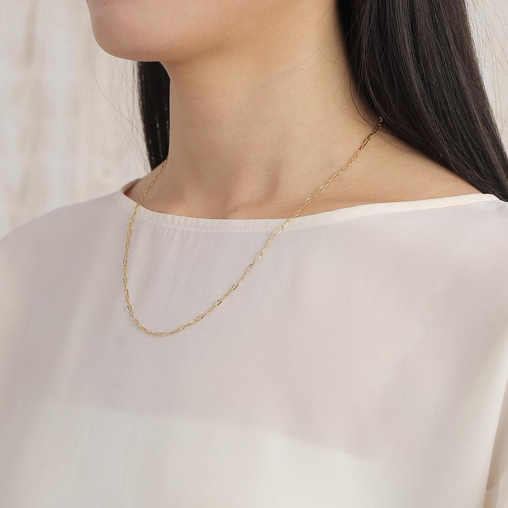 18K Gold Necklace with 50cm and Hollow Azuki Jewelry H-Clip Chain, Length, 1.9mm Width, Men's Women's Accessory, Chain,