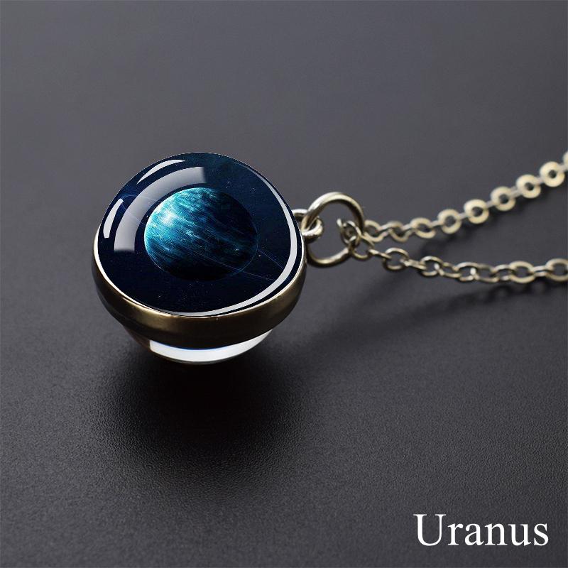 Collar con colgante de bola de cristal, sistema Solar, Planeta, Luna, Tierra, Júpiter, Neptuno, Marte, Venus, mercurio, regalo de Navidad