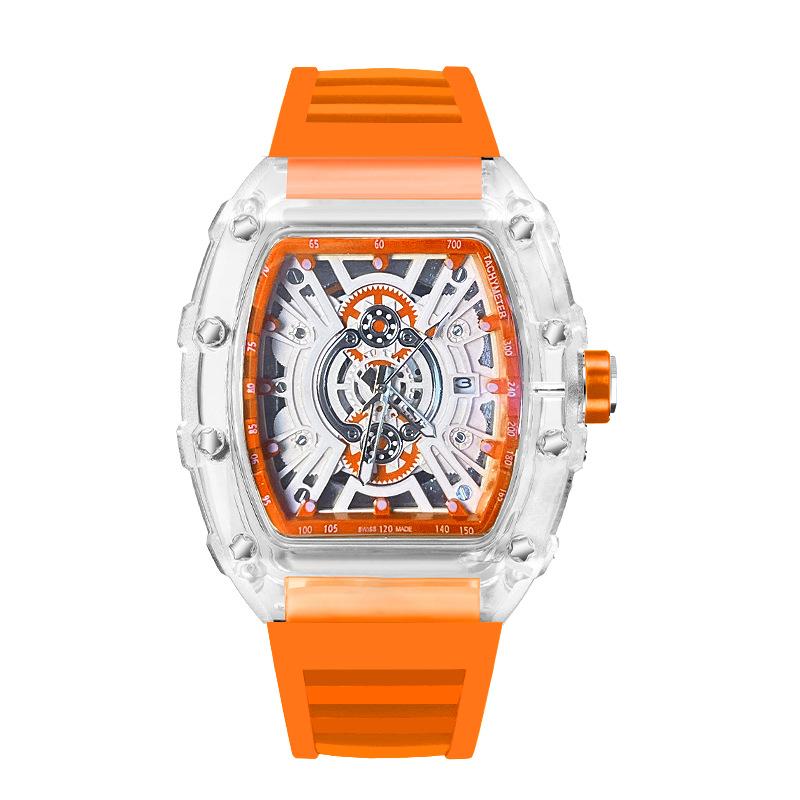 Lässige Mode High-End Automatische Quarz Hohl Luminous Wasserdichte Tonnenförmige 1703 Herrenuhr