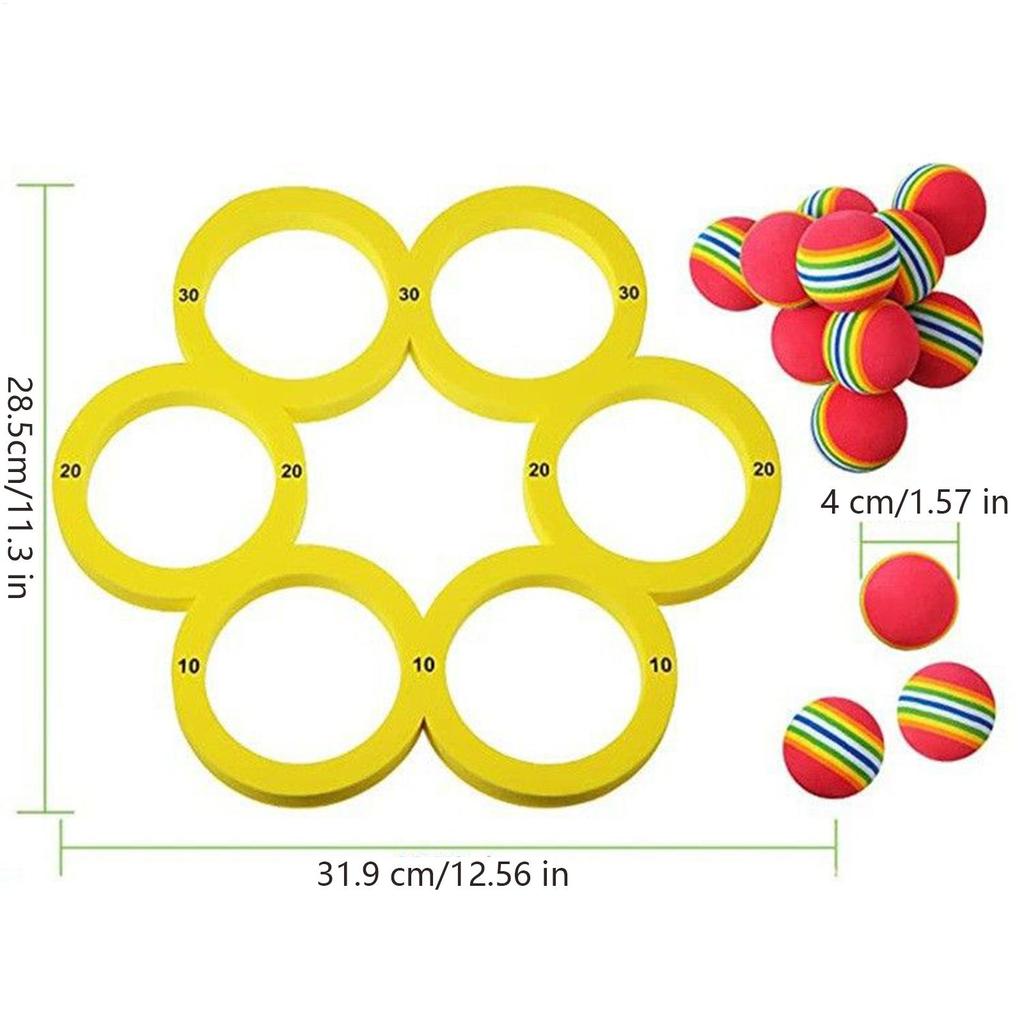 Pool Throwing Games with 12 Balls Durable EVA Floating Water Toy Ring for Kids Adults Summer Swimming Pool Toss Game Set