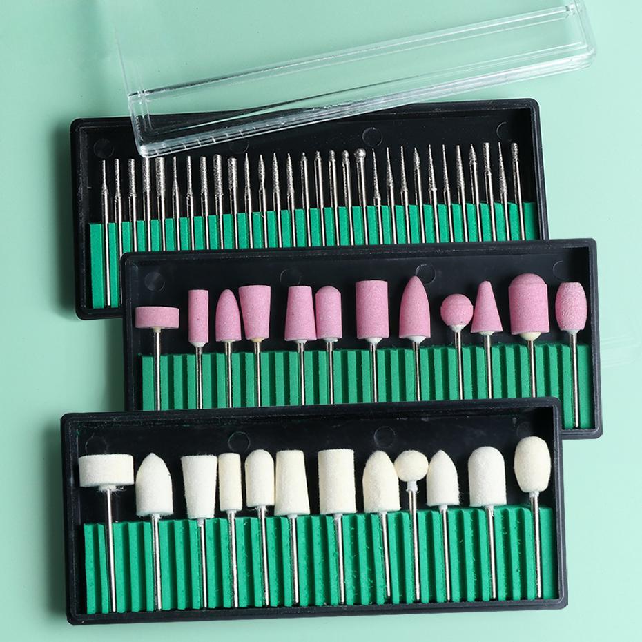 Professional Milling Cutter Ceramic Diamond Nail Drill Bits Set Rotary Burr Electric Nail Files
