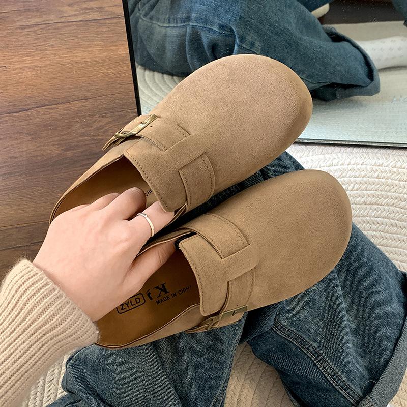 Fashion and lightweight retro platform Birkenstocks women's outer wear heightening one pedal bag head slippers