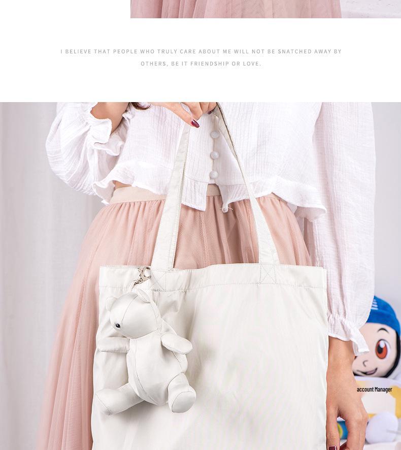 Foldable Nylon Shopping Bag with Little Bear Design