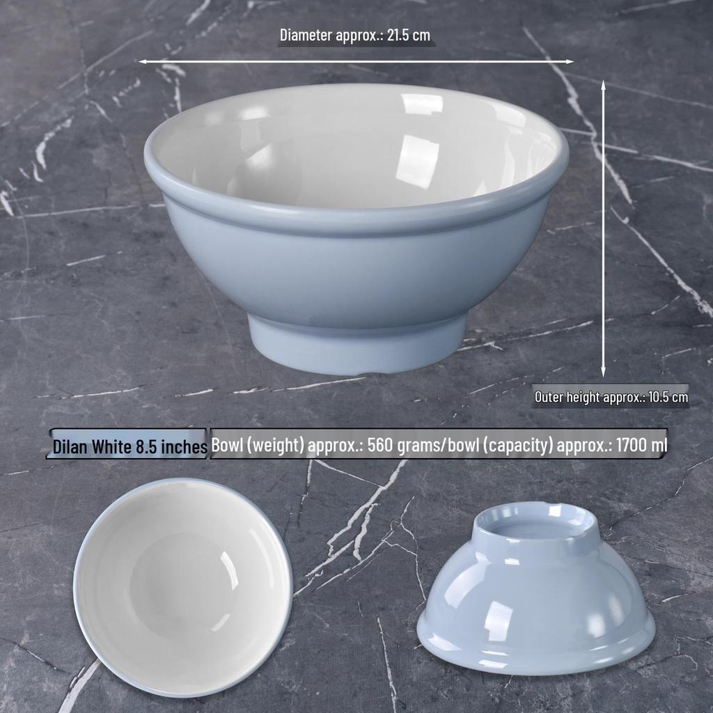 Melamine Noodle Restaurant Bowl - High-Footed, Imitation Porcelain for Wonton, Soup, Beef Rice Noodles, Mala Tang