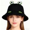 Cute and soft 3D frog bucket hat for women, spring and summer sun protection, versatile cartoon design with ears and paws