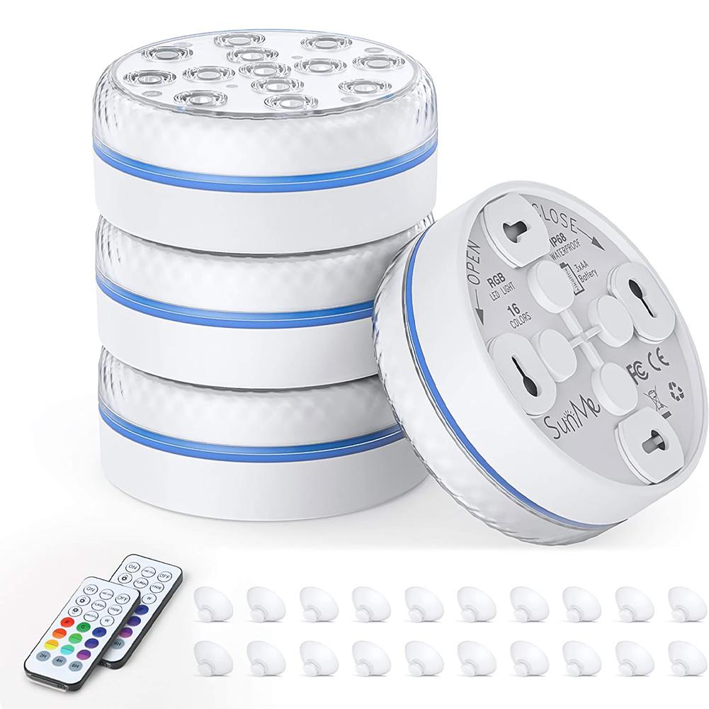 Unterwasserleuchten mit Fernbedienung 13LED Schwimmbadleuchte IP68 Wasserdicht Helle Tauchlampe für Teich/Pool/Aquarium