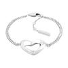 Hollow Heart Design Stainless Steel Bracelet Women Bracelets Silver 35000758-1