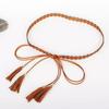 Ethnic Style Braided Tassel Belt Solid Color Women Waist Chain Fashion Hollow Belt
