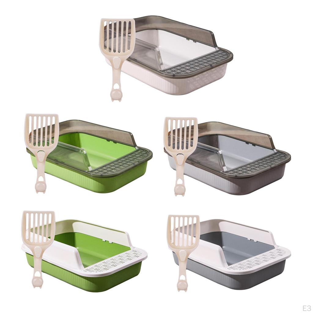 Cat Litter Box Kitten Pan Large Semi Enclosed Sandbox with High Side Durable Open Top Pet