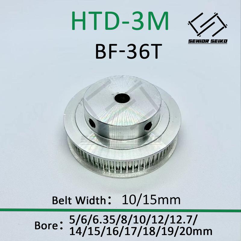 HTD3M 36T Timing Pulley 3M 36teeth Belt Width 10/15mm Bore 5~20mm 3M Synchronous Wheel Pitch 3mm Belt Pulley BF Belt Width 10mm