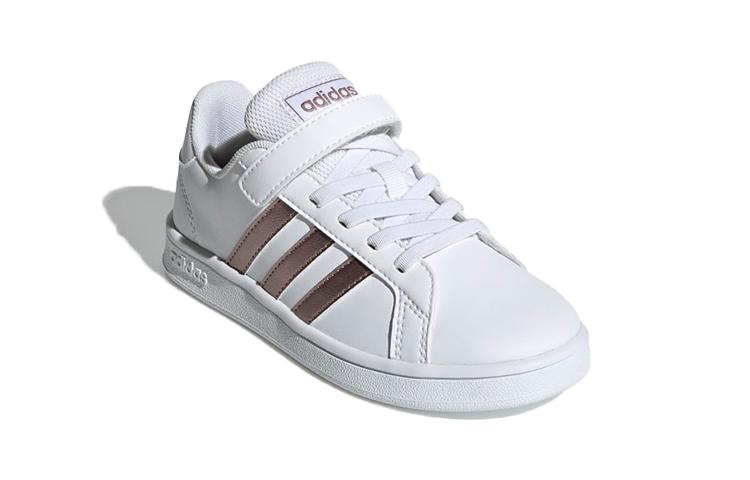 adidas Neo GRAND COURT Low Top Kids' Skateboarding Shoes White Gold Children Aged 3 7 Years Old EF0107