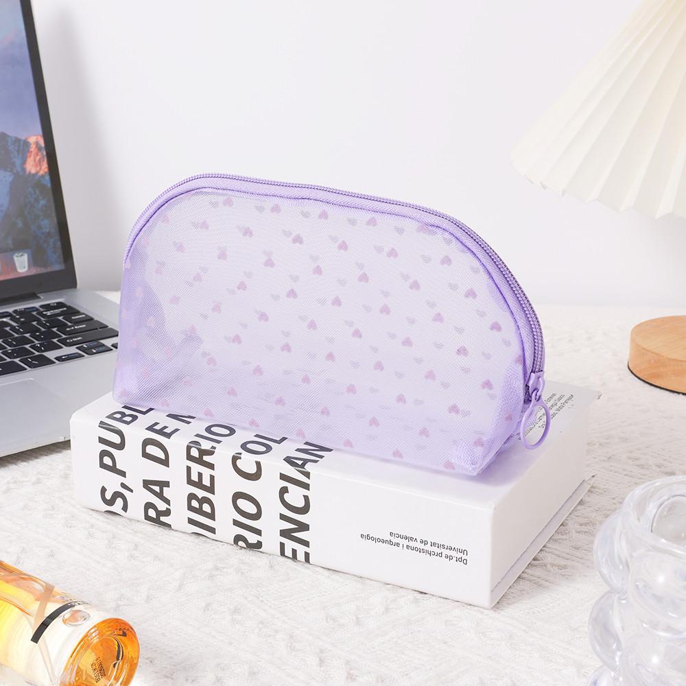 New Mesh Transparent Cosmetic Bags Small Large Clear Purple Makeup Bag Portable Travel Toiletry Organizer Lipstick Storage Pouch