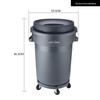 Large Round Wheeled Trash Can with Lid for Outdoor or Kitchen Use