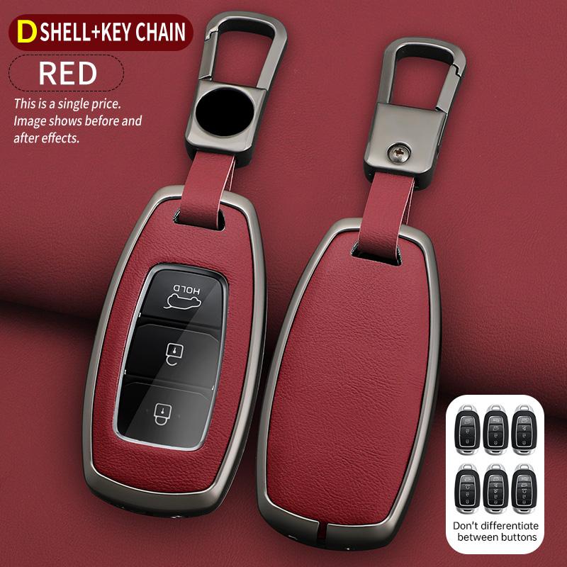 Zinc Alloy Leather Car Key Fob Case For Hyundai Yazun Parisian Centor Elantra Gt Kona Car Key Fob Case