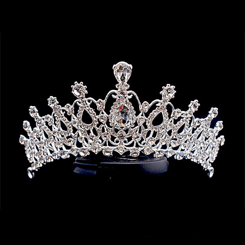 Brude Bryllup Crystal Flower Tiara Crown Pearl Rhinestone Hår pannebånd tiaraer
