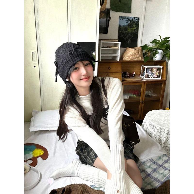 Elegant American High-necked Bowknot Sweater Base Autumn and Winter Long-sleeved Design Hot Girl Slim Slimming Sweater Top