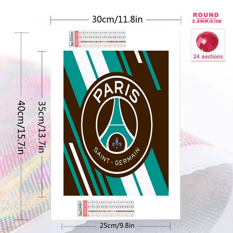PSG logo Pattern 3pcs 100% Round Full Drill 5D DIY Diamond Painting Embroidery Cross Stitch Rhinestone Décor