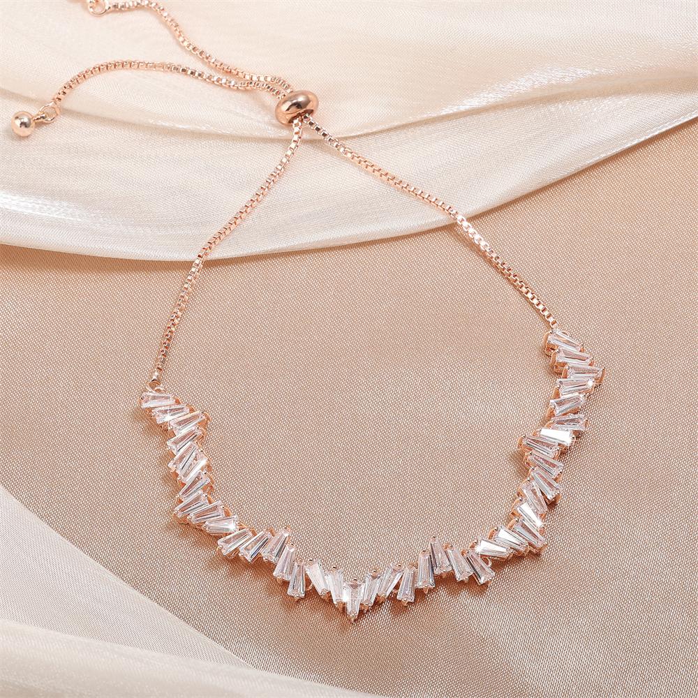 ZAKOL Luxury Shiny AAA Cubic Zirconia Adjustable Bracelet Brilliant Zircon Versatile Wedding Zircon Gift for Women