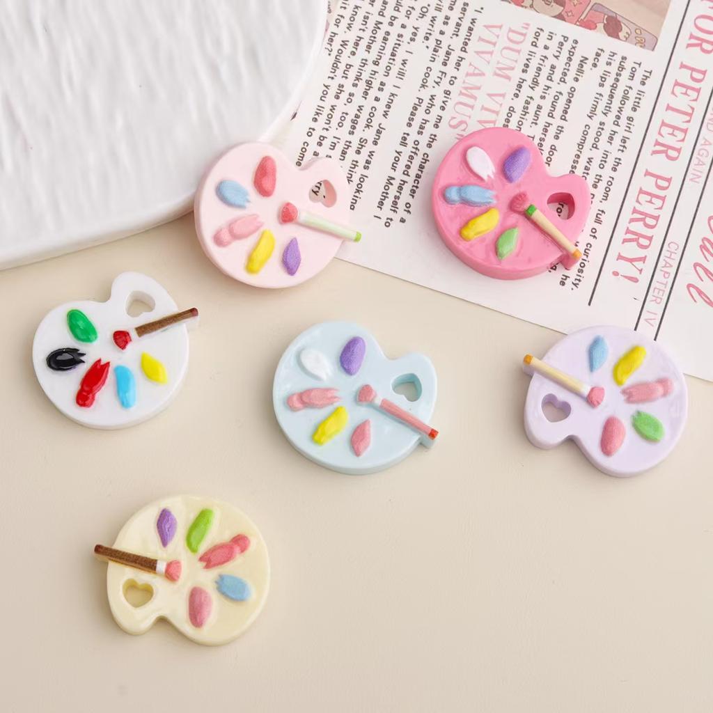 Colorful Artist Palette Resin Flatback Charms Cartoon DIY Decoration for Hairpin Phone Case Keychain Shoe Ornament Making