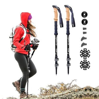 Lighten Up 2pcs Aluminum Alloy Trekking Poles Outdoor Trekking Poles Camping Portable Walking Hiking Stick For Nordic Elderly FES