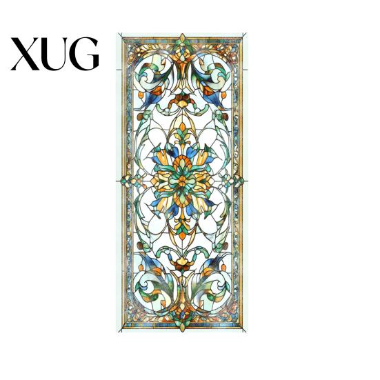 Waterproof Window Decal Privacy Film Vintage Stained Glass Style Static Cling Reusable Decorative Sticker for Cabinet Bathroom Kitchen Door