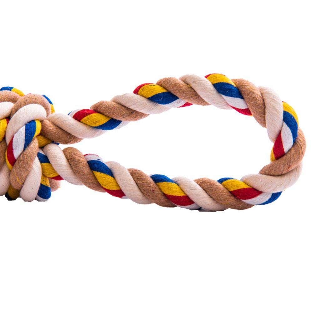 Wear Resistant Puppy Rope Knot Toy Colorful Dog Chew Toy Dogs Cotton Rope Toy  Teeth Cleaning