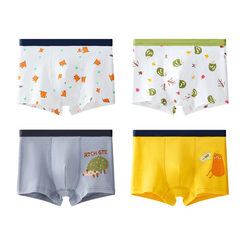 

4 Pack Boys Boxer Briefs Kids Breathable Cotton Underwears Comfortable Children Shorts 3XL