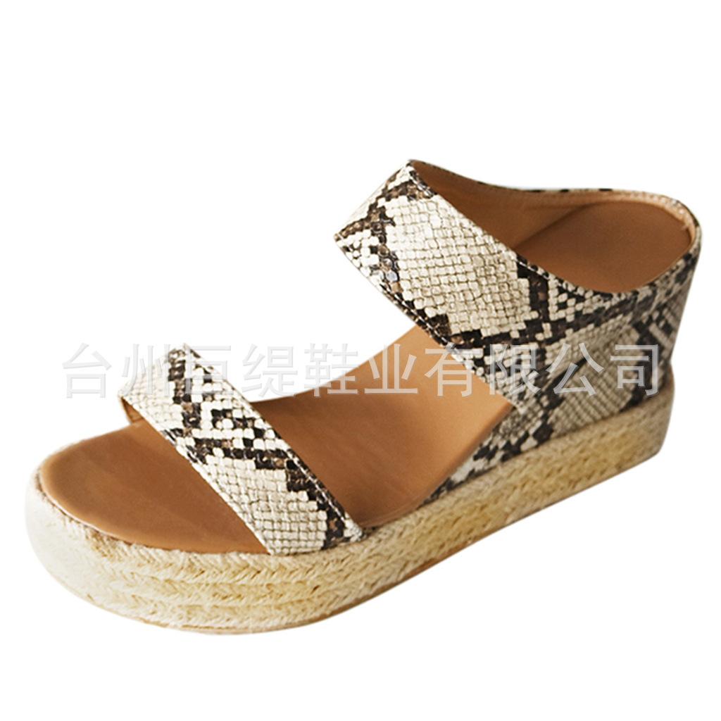

2020 Juti spot 2025 spring and summer foreign trade large size wish independent station heel hemp rope women flat sandals 43
