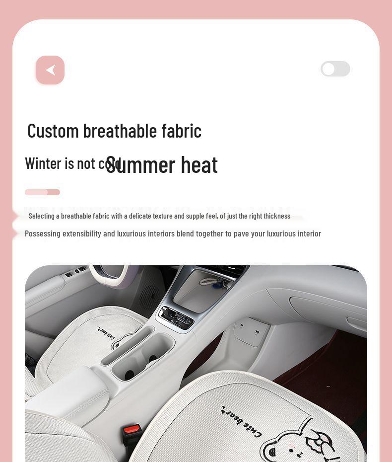 Xingyuan Universal Four-Season Cartoon Car Seat Cushion - Imitation Linen, Warm for Summer.