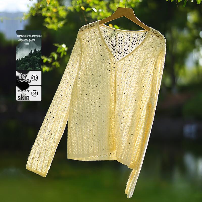 Lightweight Washi Yarn Knit Cardigan M