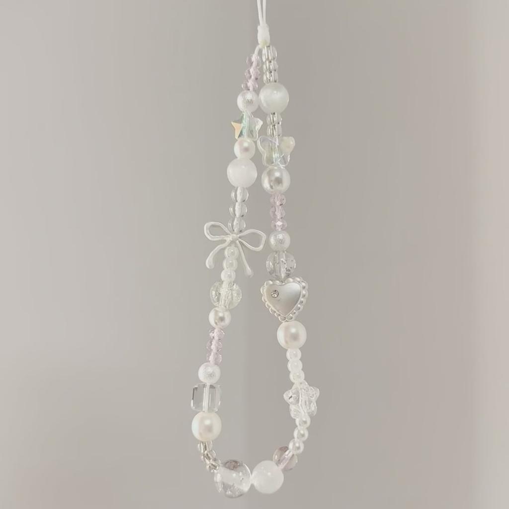 Handmade Beaded Wrist Strap for Phone Short Length Durable Handcrafted String with Decorative Beads and Charms Suitable for Secure Carrying