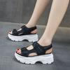 2025 Summer Muffin Bottom Open-toed Casual Sandals Women's Velcro Wedge Heel Women's Shoes Large Size Roman Shoes 2025