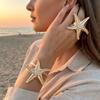 Oceaan Zeester Sieraden Set voor Vrouwen Bedel Armband Oorbellen Ring Elegante Zomer Strand Vakantie Accessoires