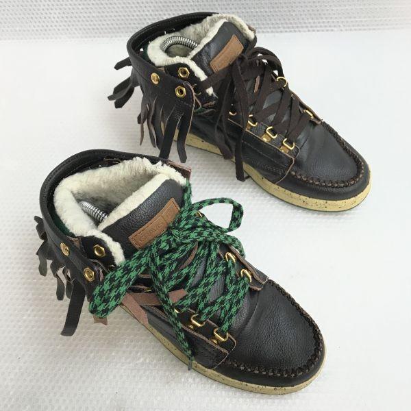 Gravis Kurze Stiefel mit Fransen Innenfutter aus Boa Damen 24.0 Dunkelbraun High-Cut Sneaker(GEBRAUCHT)